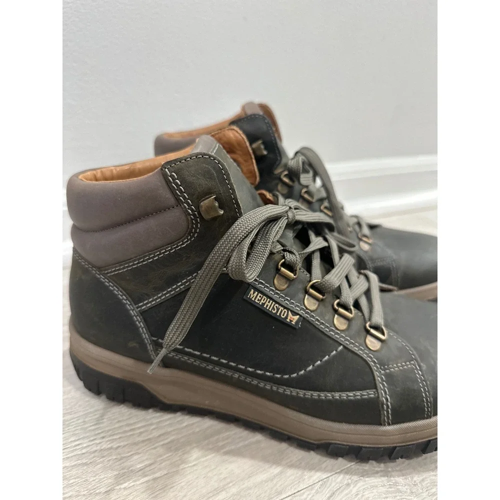 Mephisto Pitt Mid Lace Up Boots Mens 8 Grizzly Leather Hiking Workwear Gorpcore